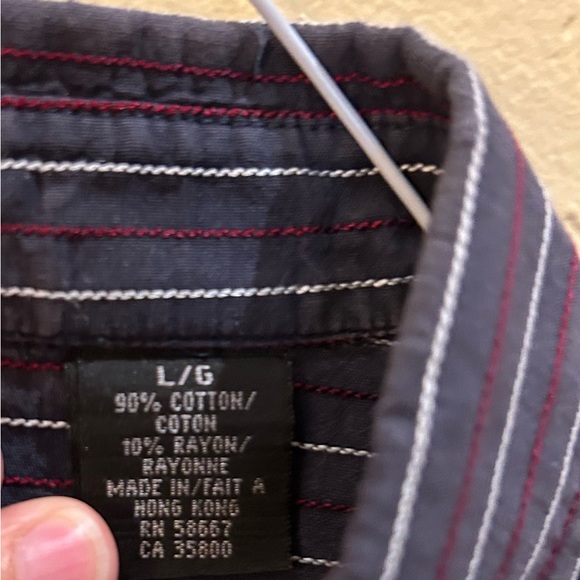 Kenneth Cole Navy with red and white stripe button down shirt - Picture 6 of 9